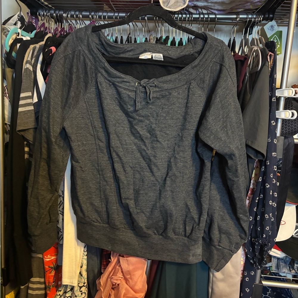 Newport News Gray Wide Neck Sweatshirt